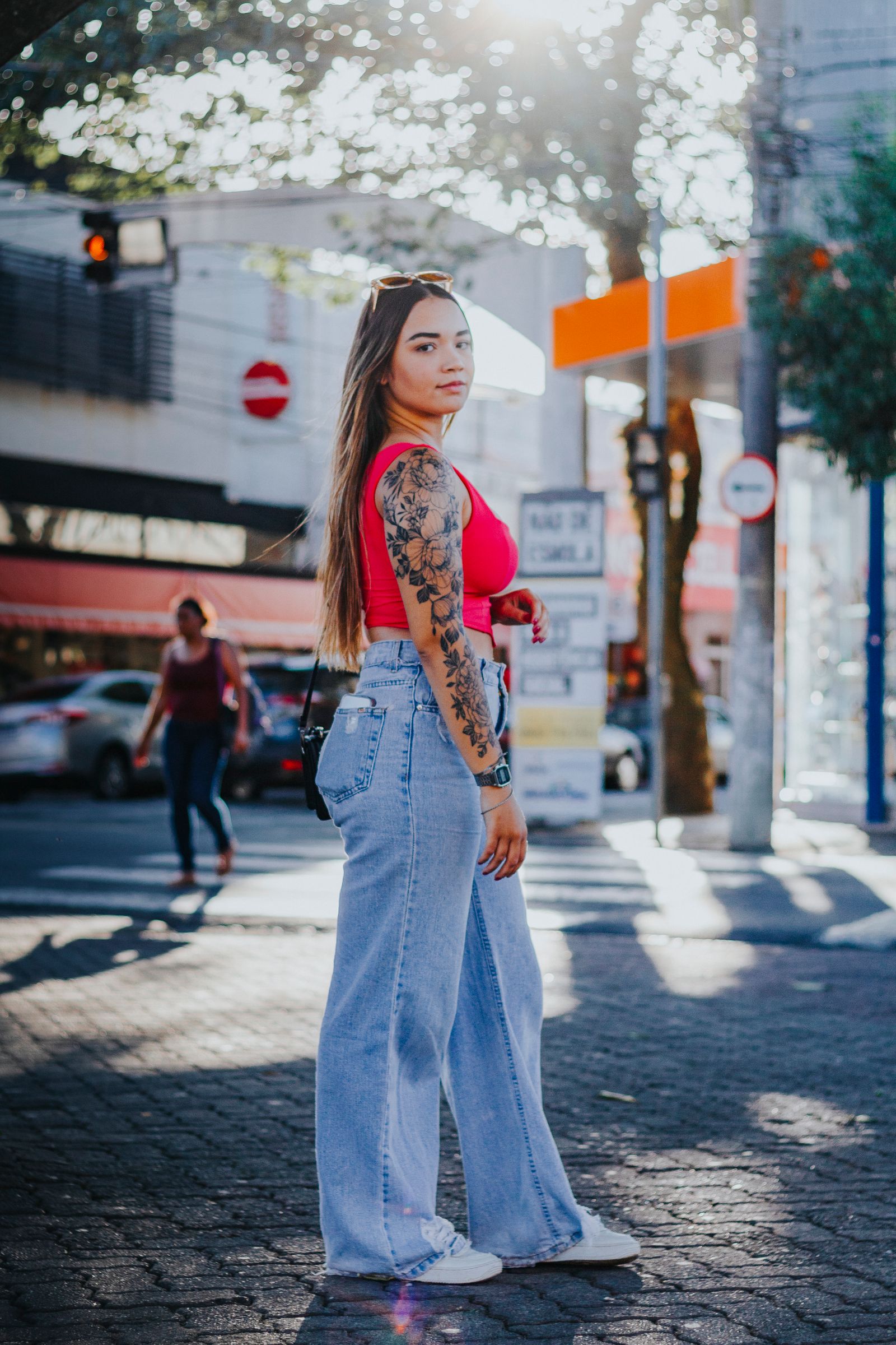 Calça jeans cintura alta